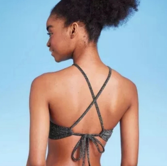 NWT Wild Fable Women's High Neck Halter Bralette Bikini Top XS 0-2 - Picture 2 of 5